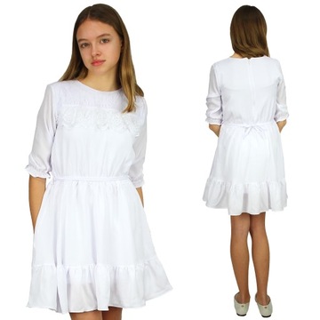 Платье белое Причастие кружева с воланом 134