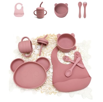 Набор силикона младенца детей 6 элементов-розовый