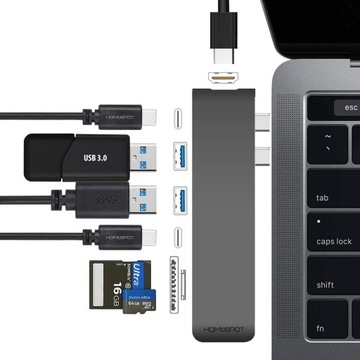 Универсальный концентратор HomeSpot MacBook Pro 2016 2017, серый