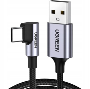 UGREEN СИЛЬНИЙ КАБЕЛЬ USB КАБЕЛЬ USB-C ТИП C КУТОВИЙ 90 ГРАДУСІВ QC 3.0 3A 2M