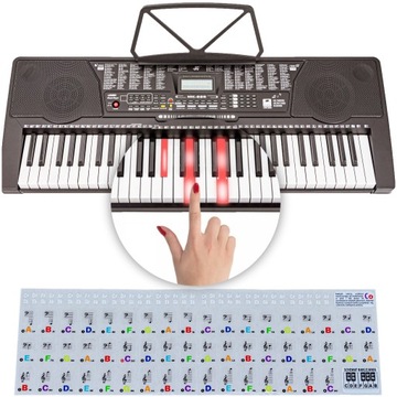 Клавиатура пианино с подсветкой клавиш с функцией обучения игре наклейки бесплатно