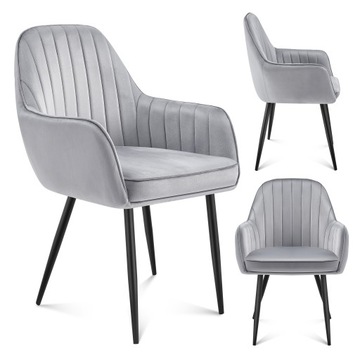 Обеденный стул гостиной мягкий велюр Марк Адлер принц 6.0 серый