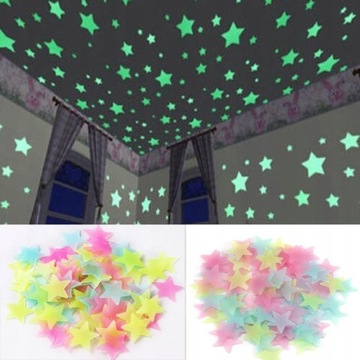 100pcs / set 3D Star Energy Storage Fluorescent Glow