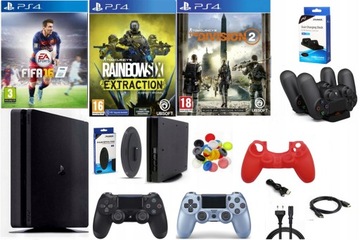 КОНСОЛЬ PS4 SLIM 1 ТБ / НАБОР PLAYSTATION 4 / 2 ПЭДА / 3 ИГРЫ / АКСЕССУАРЫ