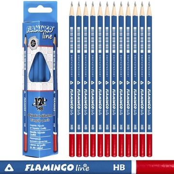 Школьные карандаши 12 шт. технические HB треугольные фламинго линии