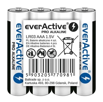 АЛКАИЧЕСКИЕ батареи AAA lr03 everActive BLISTER 4PCS