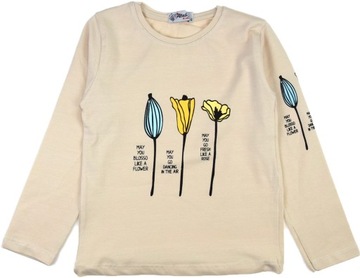 Блузка Блузка хлопок для девочки цветы длинный рукав 110/116 H21