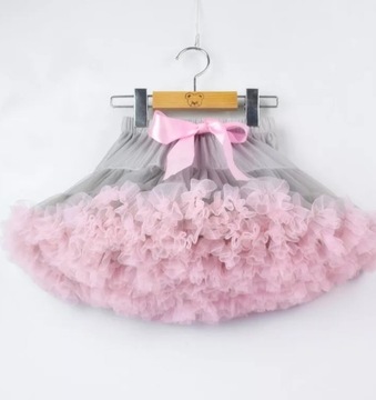 Тюлевая юбка-пачка 92 pettiskirt серо-розовая с оборками