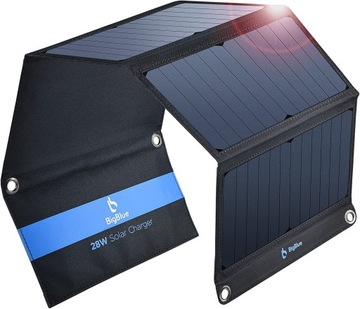 Портативное солнечное зарядное устройство 28W, 2xUSB, 4 панели
