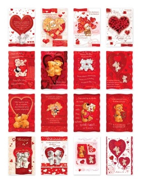 На День святого Валентина набор открыток 16 шт с красным конвертом PVLZ