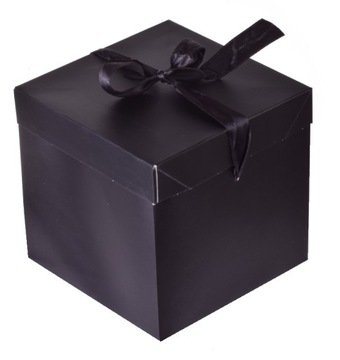Складная черная подарочная коробка с лентой 1шт
