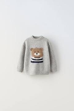 В'язаний светр Zara з ведмедем дитячий сірий, 12-18msc, 86cm