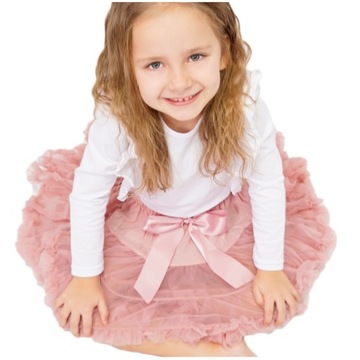 Розовая тюлевая юбка с оборками р. 134-140