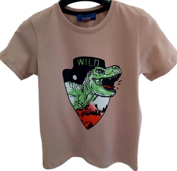 Футболка с рисунком динозавра для мальчиков, коричневая футболка 116