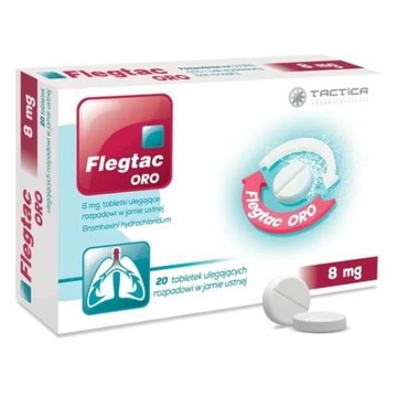 Flegtac ORO, 8 мг, 20 таблетки для распада полости рта