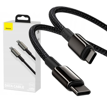 BASEUS високошвидкісний кабель USB-C / USB-C потужний кабель для телефону комп'ютера 100 Вт 1 м