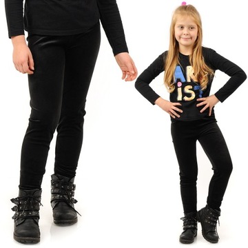 Легінси для дівчаток велюр еластичні штани гетри велюр чорний 158