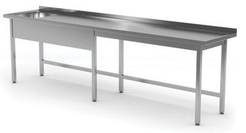 Стіл з нержавіючої сталі + кухонна раковина 240x60x85 см