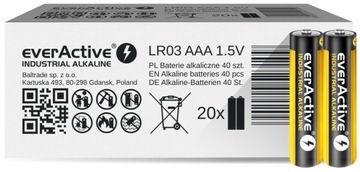 40x лужні батареї EVERACTIVE INDUSTRIAL AAA R3 LR03