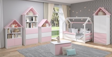 Набір дитячих меблів для дитячого ліжка будиночок 160x80 набір 6 el рожевий