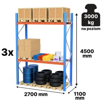 Стелажі для піддонів для зберігання Стоу стелажі для піддонів H-4,5 м 3000 кг на 27 піддонів