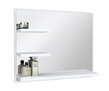 Белое зеркало для ванной комнаты с полками LUX L