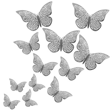 Метелики метелики наклейки весільні стіни 12x срібло v1