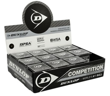 Набір з 12 м'ячів для сквошу Dunlop Competition Yellow Dot 12 шт.