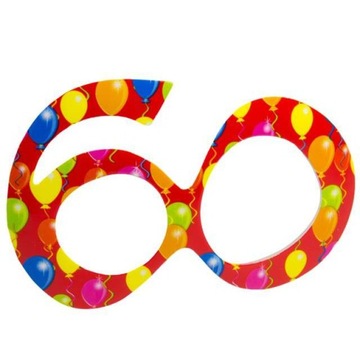 Очки цифра 60 на день рождения красные шары