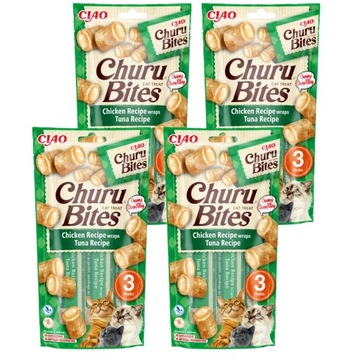 INABA CAT CHURU BITES CHICKEN TUNA курица и тунец для кошек 4x (3x10 г)