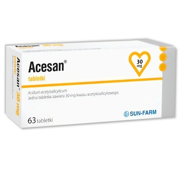 Ацесан 30 мг, 63 таблетки ацетилсалициловая кислота