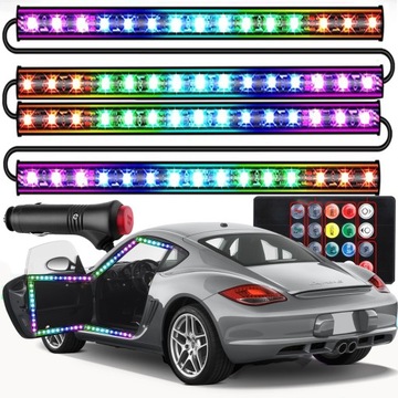 12 RGB СВІТЛОДІОДНА СТРІЧКА ДЛЯ САЛОНУ АВТОМОБІЛЯ + ПУЛЬТ ДИСТАНЦІЙНОГО КЕРУВАННЯ