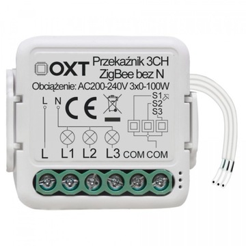Модуль OXT Mini Relay 3 obw. без N ZigBee TUYA