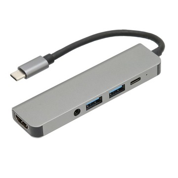 Концентратор USB C 5 в 1 с аудио и PD портом для мыши и клавиатуры 5 Гбит / с