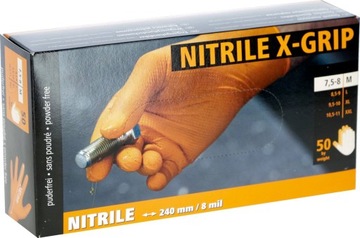 Нитриловые перчатки Nitrile, X-GRIP 240 мм, см. L, 50 шт., оранжевый