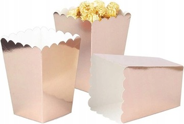 Коробки для попкорна закуски розовое золото 6шт