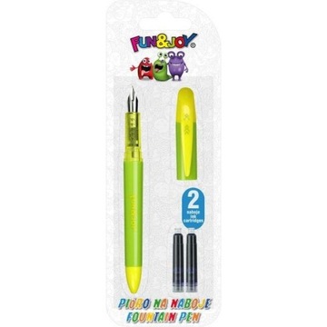Зелена і жовта ручка для картриджів + 2 картриджа