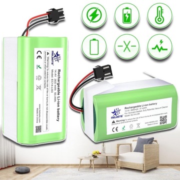 2 шт. запасні акумулятори 14.4 V для пилососів 2600mAh, для ECOVACS