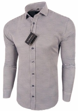 Мужская рубашка Di Selentino pattern pepitka SLIM Fit хлопок 41 / L + наклейка
