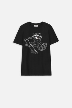 Футболка для мальчиков 140 черная футболка с енотом Coccodrillo WC4