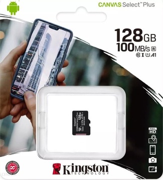 Карта Kingston Canvas Select Plus SDCS2 / 128gbsp 128GB; Class 10, Class A1