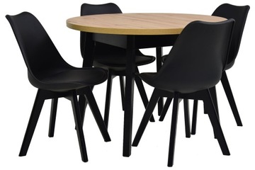 Круглый стол 100/130 см + 4 скандинавских стула