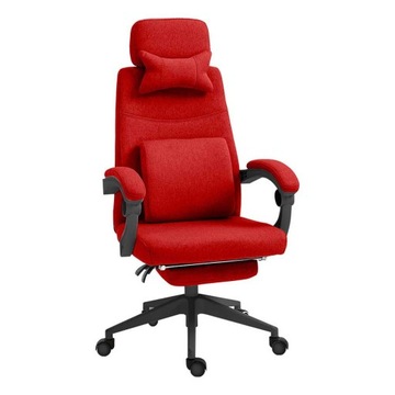 Поворотный офисный стул с подголовником красный