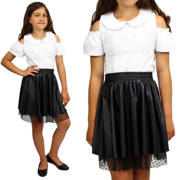 Элегантная юбка блеск тюль черный школа 146