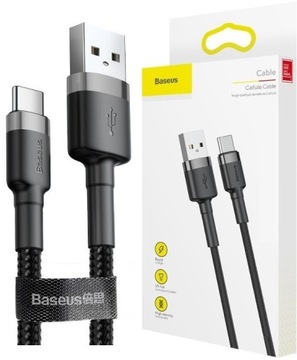 Мощный кабель USB-C - USB-A 2 м Baseus плетеный быстрая зарядка 2A тип C QC