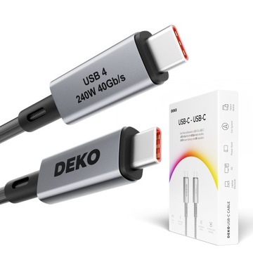 Кабель USB C быстрая зарядка USB4 1 м Thunderbolt 240 Вт 4K 100 Вт 144 Гц DEKO