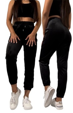 Велюровые брюки L / XL гладкий черный