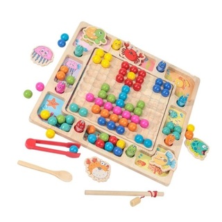 Деревянная игра 3в1-мозаика, Bubble Shooter, Рыбки