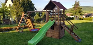 Детский игровой домик качели горка