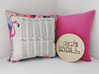 Подушка с таблицей умножения розовый фламинго